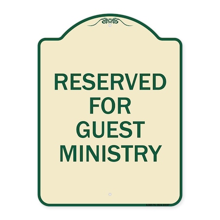 Signmission Reserved for Guest Ministry Heavy-Gauge Aluminum Architectural Sign, 24" x 18", TG-1824-23197 A-DES-TG-1824-23197
